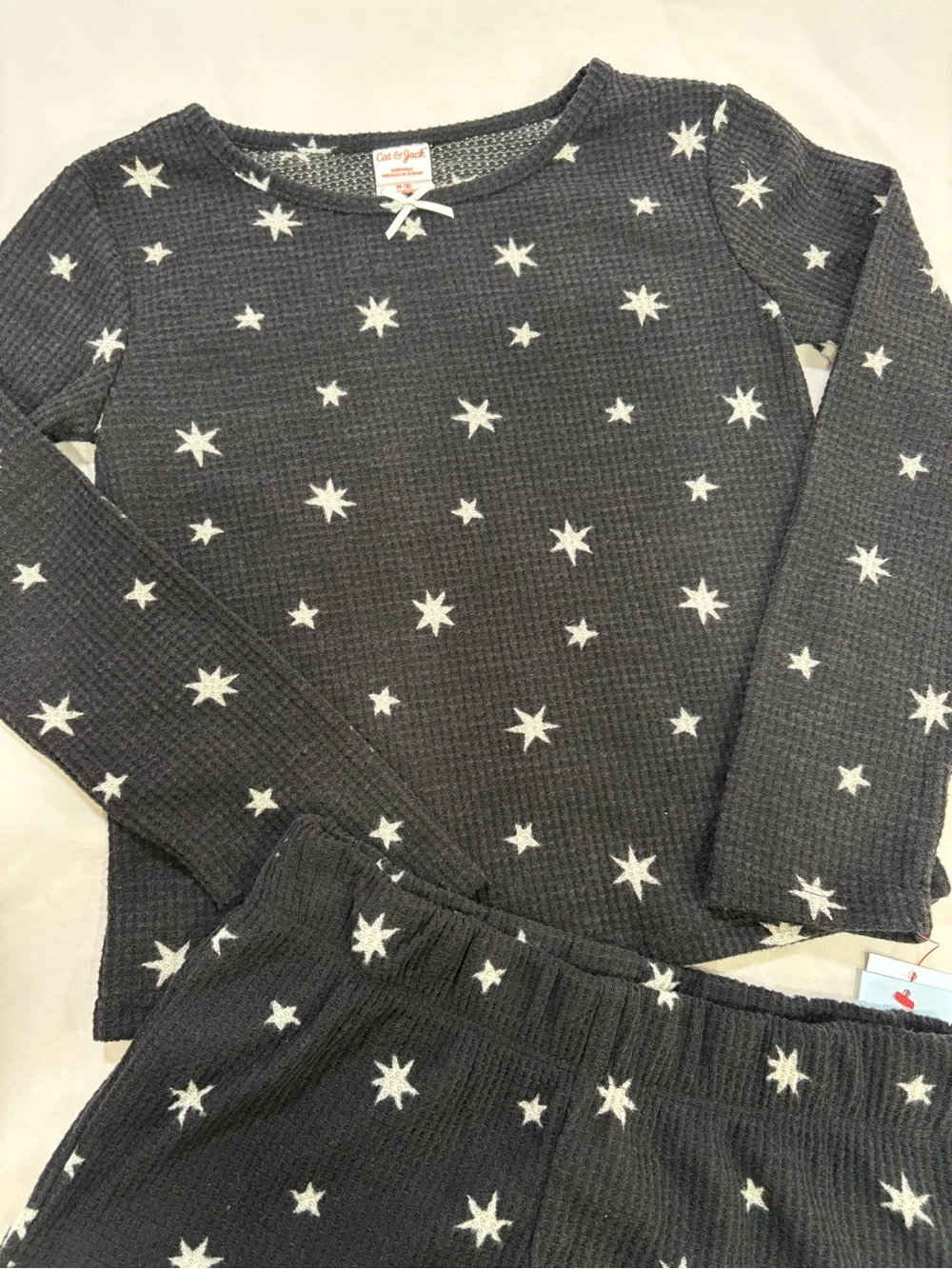 Cat & Jack Navy Star Waffle Knit Pajama Top & Shorts